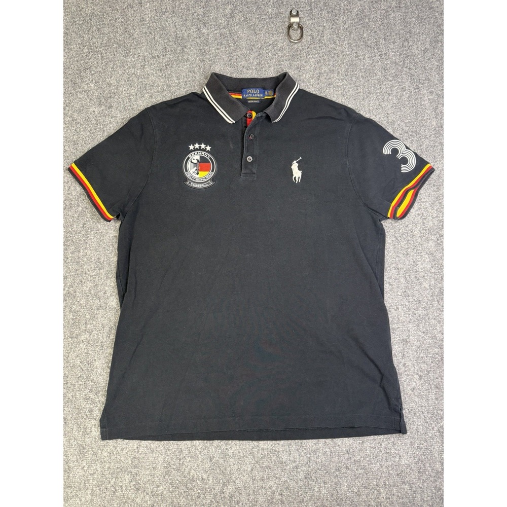 Polo Ralph Lauren Shirt Men's Size XL Black Germany Soccer Big Pony Fussball #3